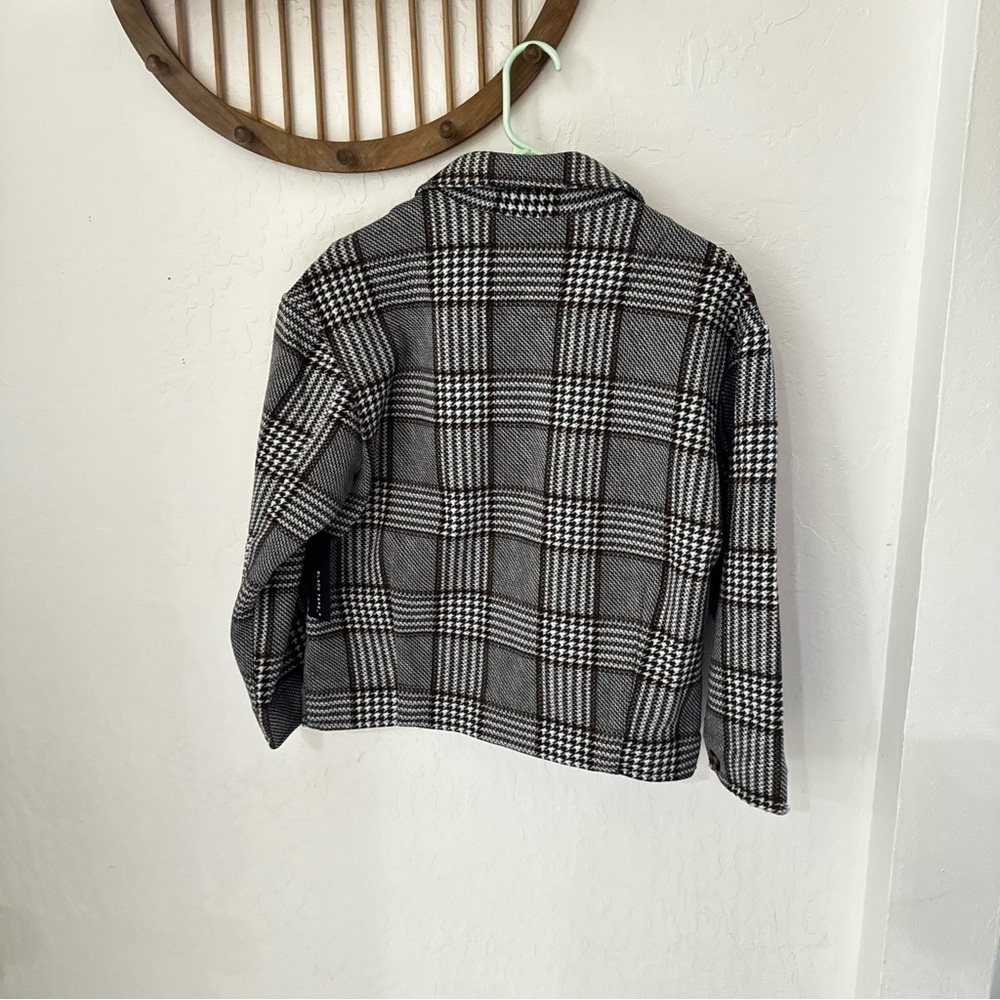 Black Tape Shacket Houndstooth Plaid Pattern Shirt Jacket Pocket Size S - Picture 4 of 7